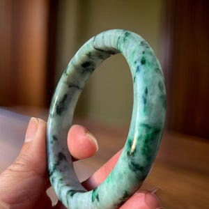 Jadeieten armband, gecertificeerde klasse A, Imperial groene jade, ijzige Birmese ronde D-slijping "翡翠" G14 afbeelding 1