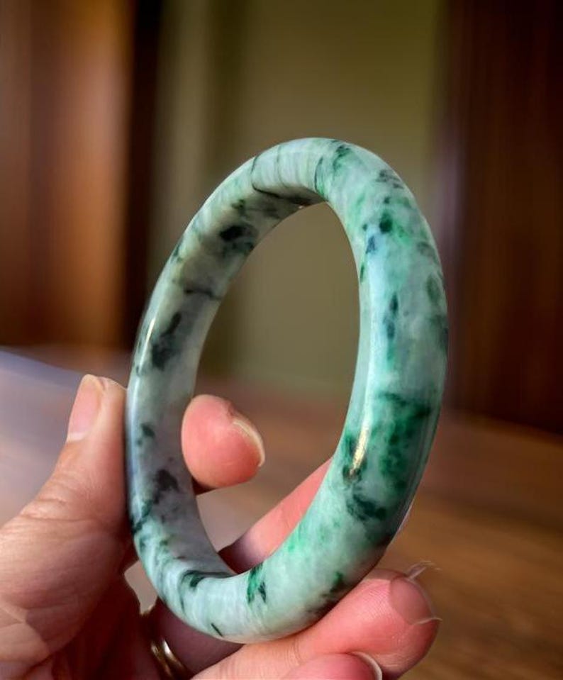 Jadeieten armband, gecertificeerde klasse A, Imperial groene jade, ijzige Birmese ronde D-slijping "翡翠" G14 afbeelding 1
