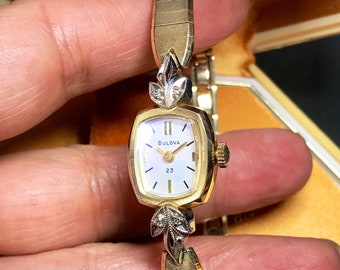 Full Set Rare Vintage Ladies Watch bulova real Diamonds 1960s Runs Well serviced art Deco minty Top Cosmetic Condition W 25 Etsy