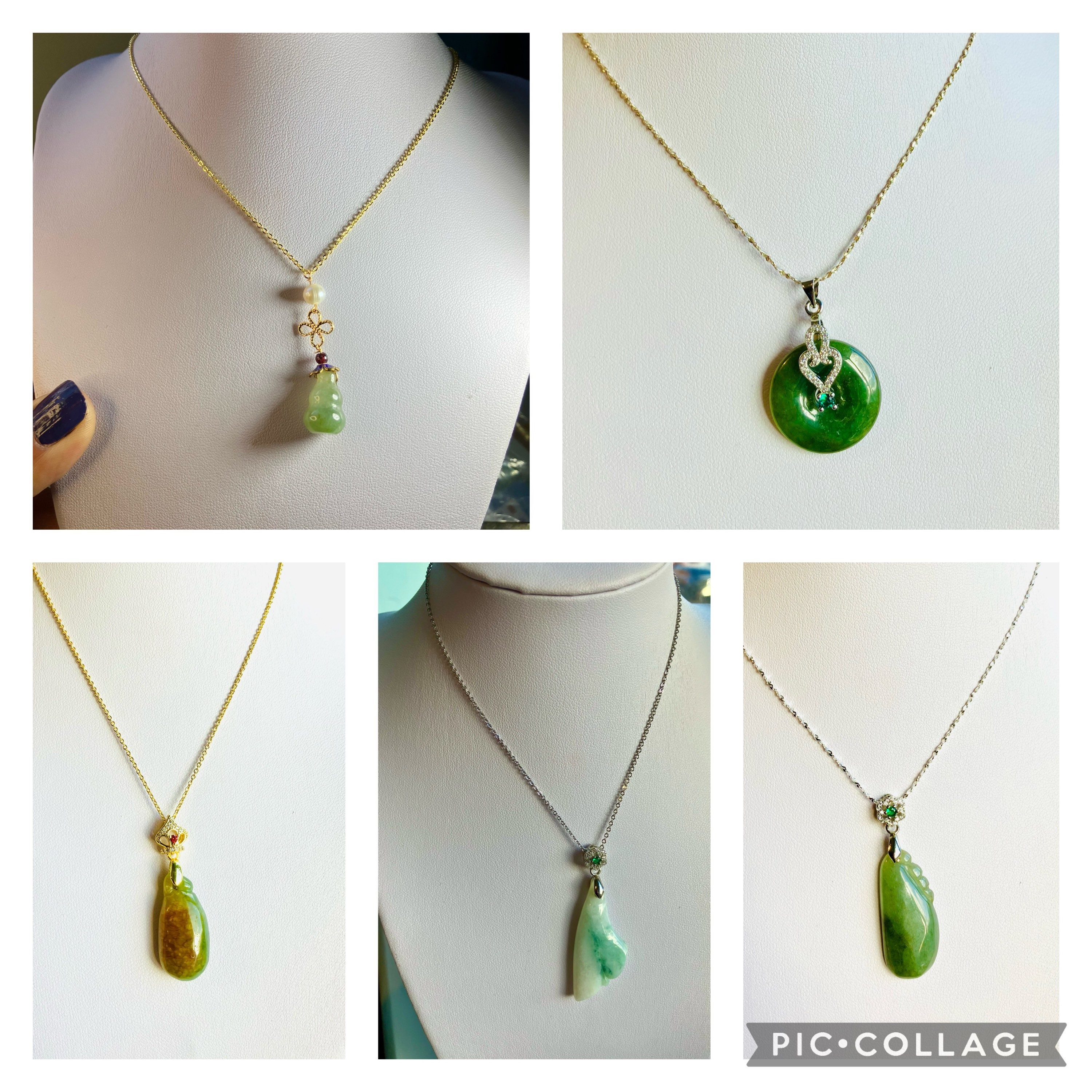 米国関税込み - ビルマ産翡翠ペンダントチャームネックレス / グレード