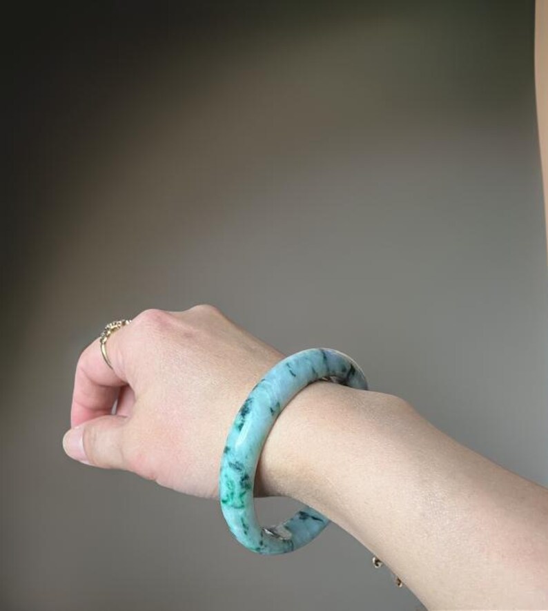 Jadeieten armband, gecertificeerde klasse A, Imperial groene jade, ijzige Birmese ronde D-slijping "翡翠" G14 afbeelding 6