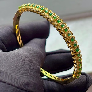 Overeenkomst!! keizerlijke groene jadeïet jade 18k vermeil inleg ijzige armband 鑲嵌玉鐲手鐲 doorschijnend, sprankelend gloeit geweldige sfeer en glans 49#201