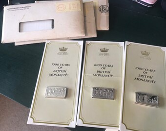 Genuine  1000 Years of British Monarchy Silver 6 Ounce Ingot  Edgar 973-975/ Edward the Martyr/975 978/Aethelred II The Unready 978-1016
