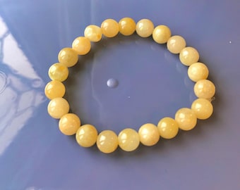 Jadeite Bracelet golden yellow jade icy beads 7mm / Burma/ Type A Jadeite Bracelet glassy yellow  /semi translucent imperial jade s932
