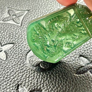 Jadeite dragon & phoenix High relief carved imperial green Grade A Myanmar Jadeite, high translucency glassy icy necklace certified AH20