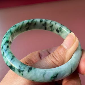 Jadeieten armband, gecertificeerde klasse A, Imperial groene jade, ijzige Birmese ronde D-slijping "翡翠" G14 afbeelding 4