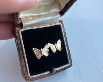 9k solid gold Butterfly earrings 9ct gold Victorian antique engraved  /Victorian era
