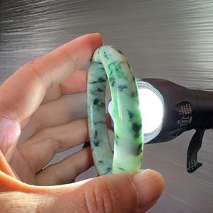 Jadeieten armband, gecertificeerde klasse A, Imperial groene jade, ijzige Birmese ronde D-slijping "翡翠" G14 afbeelding 2