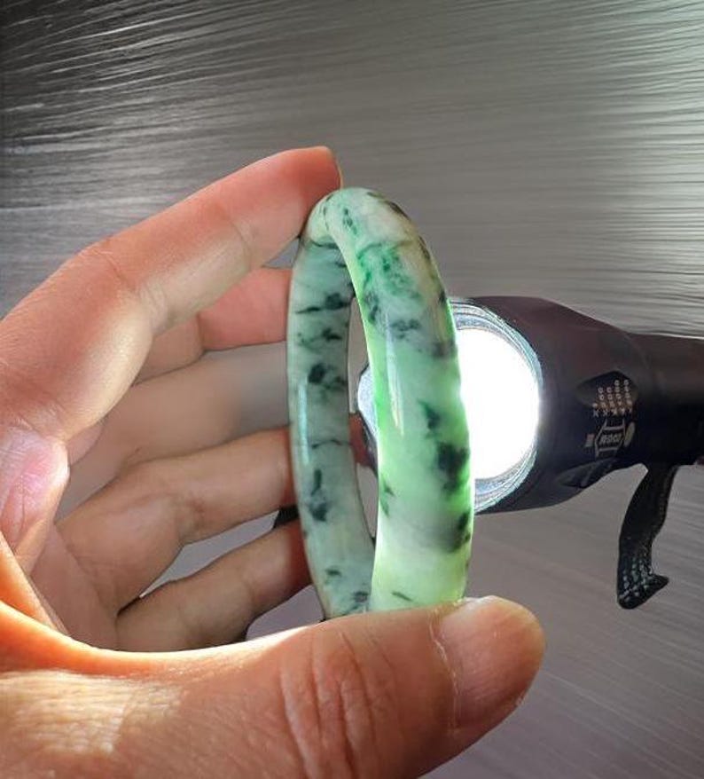 Jadeieten armband, gecertificeerde klasse A, Imperial groene jade, ijzige Birmese ronde D-slijping "翡翠" G14 afbeelding 2