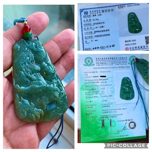 Dragon jade Certified grade A  Authentic  green dragon imperial jade burma dragon /master unique carved pendant/ one of a kind R4