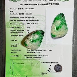 Imperial green jadeite Pandent/ 吉祥如意花雕:Genuine /certified jadeite natural Myanmar jadeite / chain or cord A701