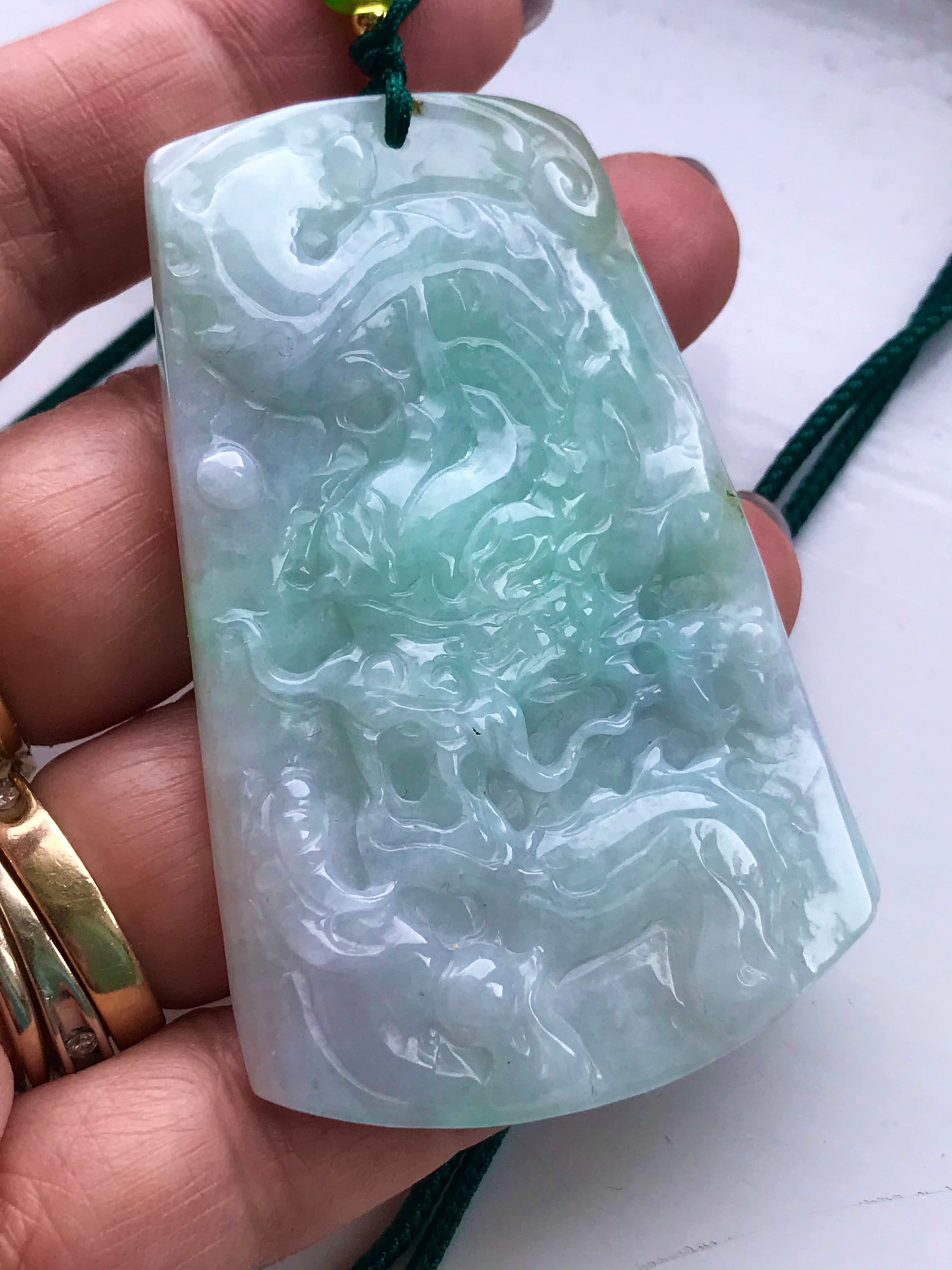 Dragon jadeite pendant icy glassy / Certified Authentic/  imperial jade burma dragon /master unique carved pendant/A28