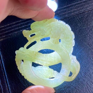 carved Dragon Jade Pendant/jade dragon for men for women ,  green  Type A Jade, Burma Jadeite dragon hanging charm,  Necklace A401