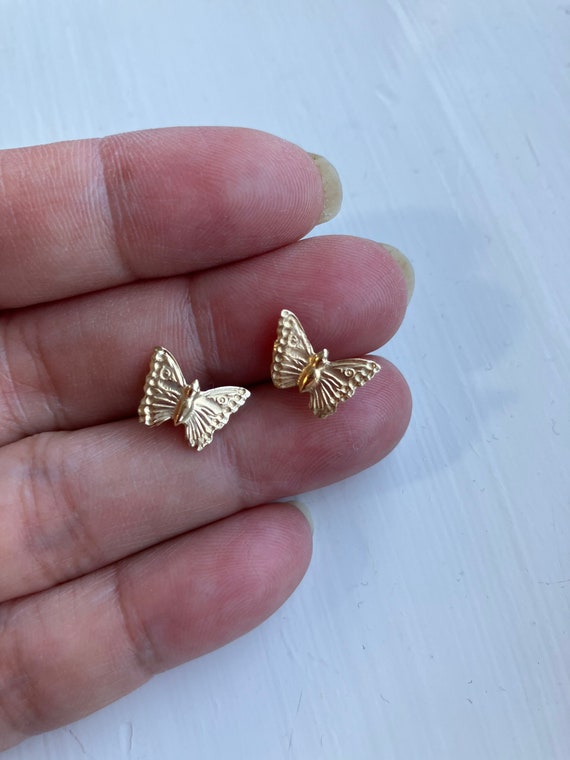 Sales ! Butterfly earrings 9ct gold Victorian ant… - image 4