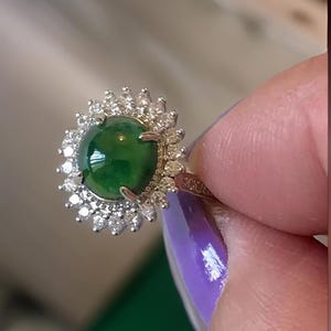 green Jadeite ring /unisex ring /Cabochon/high quality/translucent /imperial jade ring  S109