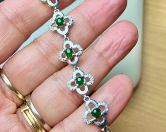 SALES! Burma Type A Jadeite  Jade Bracelet imperial green icy glassy  translucent imperial jade Myanmar Jade S9