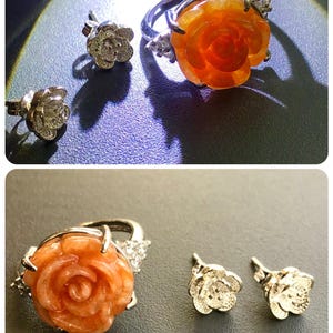 Natürlicher roter Jadeit Ring mit rosa Jadeit und Ohrringe Ohrringe / eisiger natürlicher roter Jadeit Ring / glasartig / Imperial Ring / Jade Myanmar H.37