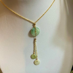 Authentic jade Grade A natural Jadeite Pendant necklace Circle donut Amulet jade Burmese jewellery S46
