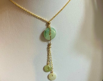 ミルキードーナツジェダイト翡翠ペンダント、100%未処理認定本物タイプ