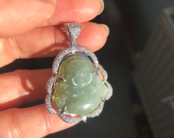 米国関税込み - ハッピーブッダ 本物の翡翠、ミャンマー産翡翠 ライト