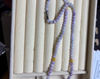 Natural Jadeite lavender Beaded necklace certified Burma jade 1A09