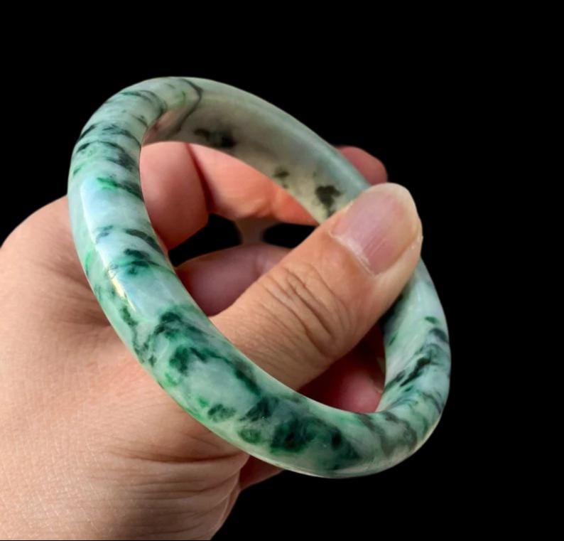Jadeieten armband, gecertificeerde klasse A, Imperial groene jade, ijzige Birmese ronde D-slijping "翡翠" G14 afbeelding 3