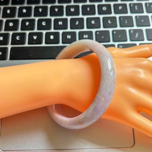 XXL, 63mm large Burma Jadeite Bangle light lavender yellow patches , Jade Imperial / old pit t7