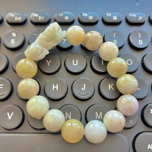 Pixiu beads Jadeit Armband gelbe Jade Perlen 13,5 mm Männer Armband / Burma / Type A Jadeit Armband glänzend gelbe Imperial Jade H1