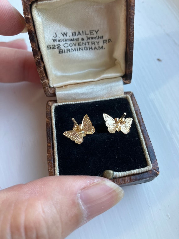 Sales ! Butterfly earrings 9ct gold Victorian ant… - image 6