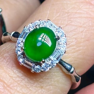 Imperial Ring grüner Jade Ring / Imperial Jadeit Ring Typ A Burma H5