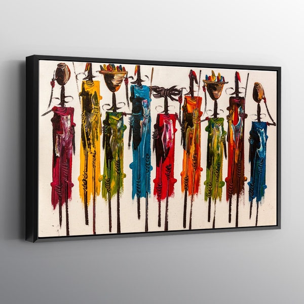 Masai Style Abstract African Print Masai Poster Masai African Art Canvas Wall Art. Ready to Hang Canvas. NOT A OIL PAINTING