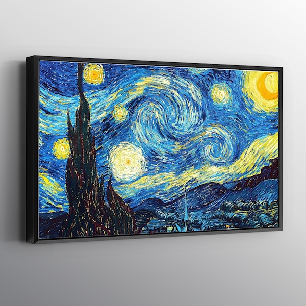 The Starry Night Vincent Van Gogh Print Wall Art Canvas. Printed Smooth Surface. Ready to Hang Canvas.