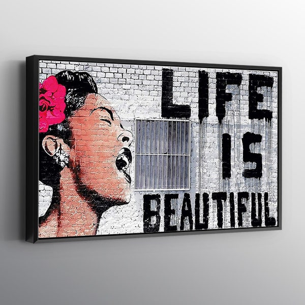 Life is Beautiful Banksy Canvas Etsy