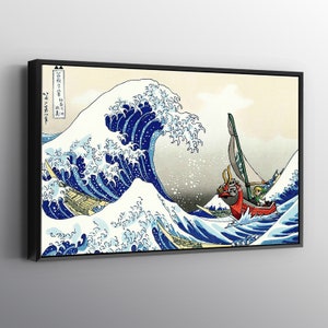 The Legend of Zelda Windwaker The Great Wave off Kanagawa Print Wall Art Canvas. Printed Smooth Surface. Ready to Hang Canvas.