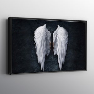 Banksy Black & White Angel Wings Print Wall Art Canvas. Printed Smooth Surface. Ready to Hang Canvas.