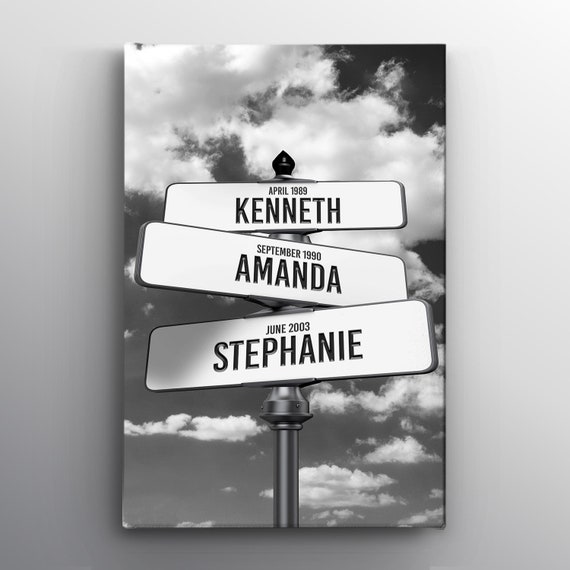 Custom Street Sign Multi-names Personalized Print Wall Art Canvas