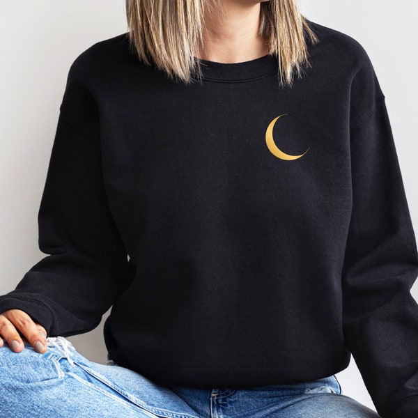 Mystic Moon Sweatshirt, Mystical Moon Sweater, Gold Moon Hoodie, Boho Celestial Moon Sweatshirt, Spiritual Sweatshirt
