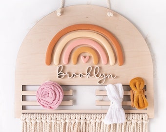 Baby Headband | Bow Organizer | Baby Shower Gift | Cute Headband Storage | Nursery Decor | Personalized Gift | Boho | Macrame Wall Hanging