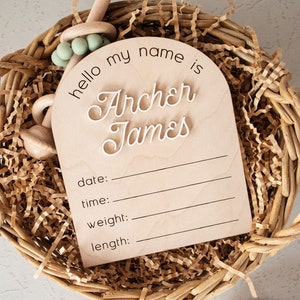 Hello, My Name Is | Wood Sign | Newborn Prop | Baby Sign | Engraved Sign | Newborn Announcement