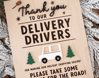 Delivery Driver Sign | Delivery Sign | Delivery Driver Snack Sign | Thank You Sign | Christmas Sign | Door Sign |  Goodie Sign | UPS | USPS