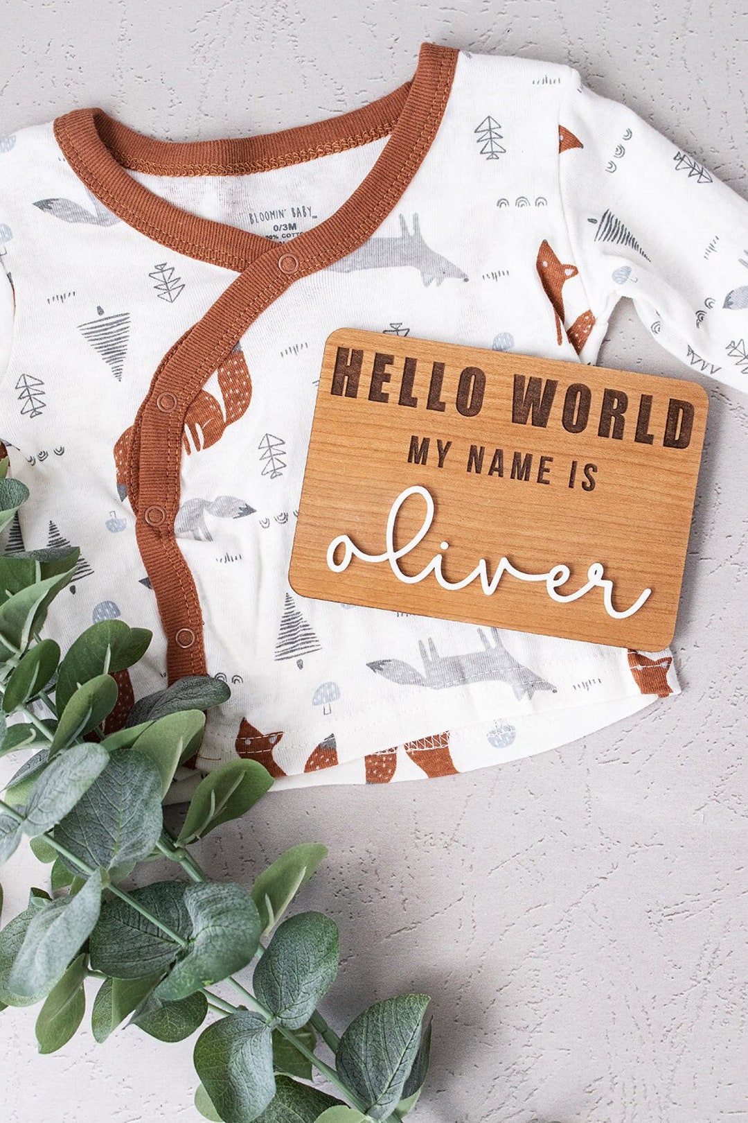 Hello World Baby Sign Birth Announcement Newborn Announcement Baby Gift Baby Shower