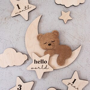 Teddy Bear Milestone | New Baby Gift | Baby Photo Prop | Neutral Baby ...