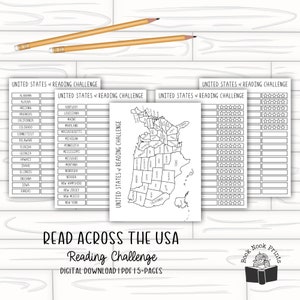 Leggi la sfida di lettura stampabile degli USA / PDF / Download digitale / Tracker di lettura
