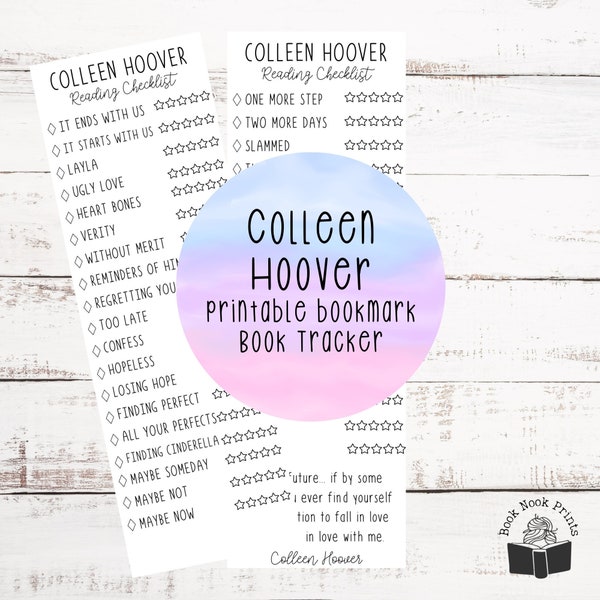 Colleen Hoover Bookmark | Colleen Hoover Reading Checklist | COHO | Printable Bookmark | Colleen Hoover Printable | Digital Download