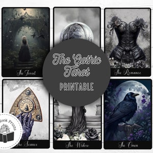 Cartas de Tarot Góticas Imprimibles / Pegatinas Imprimibles / Tarjetas Imprimibles / Tarjetas TBR / PNG / PDF / Archivo de Corte Cricut / Gótico / Terror
