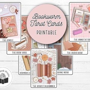 Cartes de tarot imprimables rat de bibliothèque | Stickers imprimables | Cartes imprimables | Cartes TBR | PNG | PDF | Fichier de coupe Cricut | Fantaisie | Romance