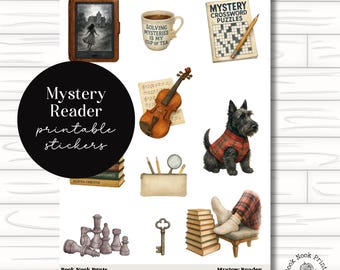 Pegatinas imprimibles de Lector Misterioso, Agenda Literaria (Descarga Digital)