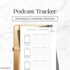 Podcast Tracker Printable, Listening Habit Tracker (PDF, PNG)