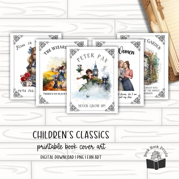 Children's Classic Novels Set | PNGs | Book Cover Stickers | Book Cover Posters | Printables | Book Journaling | Printable Stickers