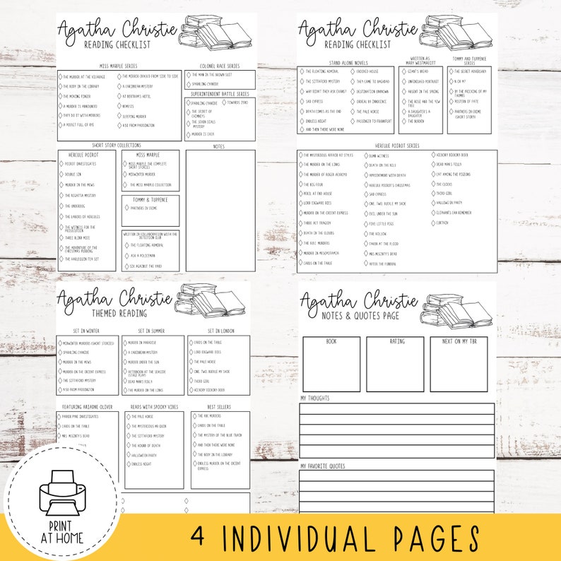 Agatha Christie Reading Checklist Printable Reading List - Etsy